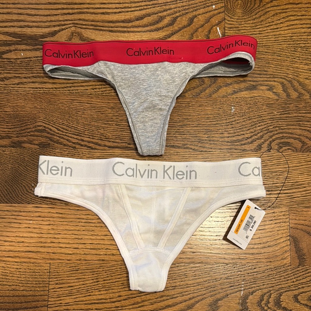 Calvin Klein Red and Gray Thong Set